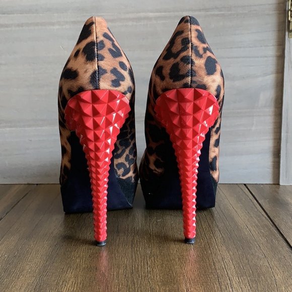 Rachel by Rachel Roy Kimi Leopard Spiked Heels - 7 - Picture 4 of 6